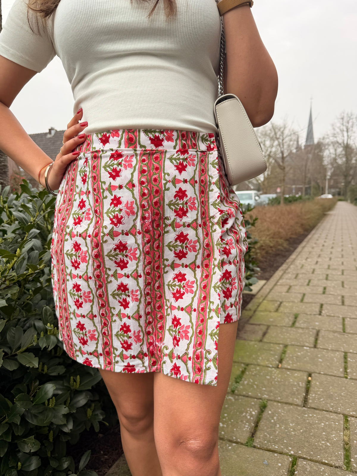 Cherry HandBlock Printed Skort