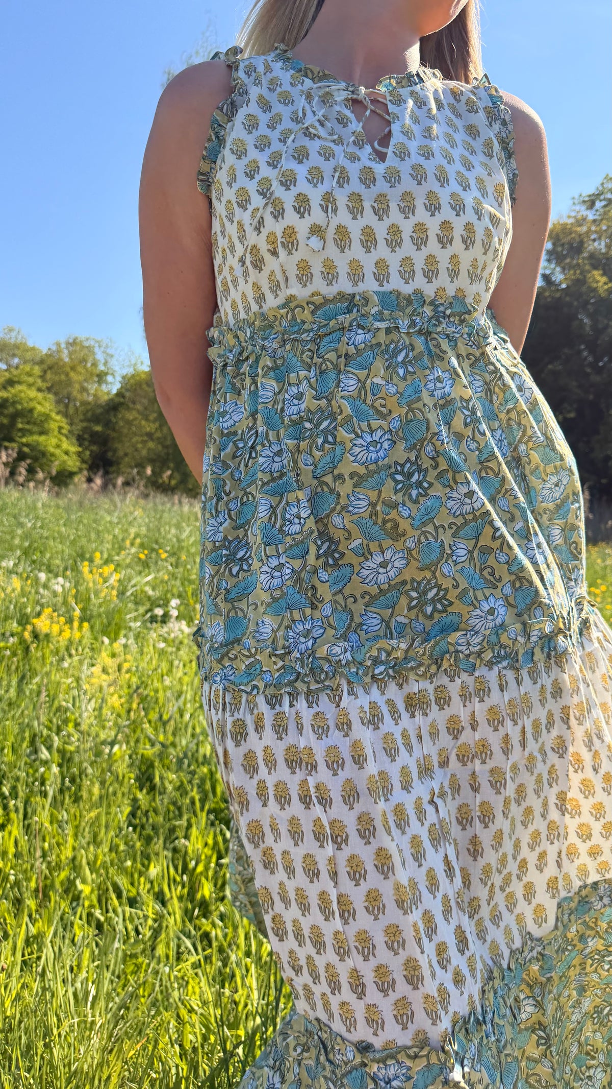 Golden Fields Handblock Printed Long Dress