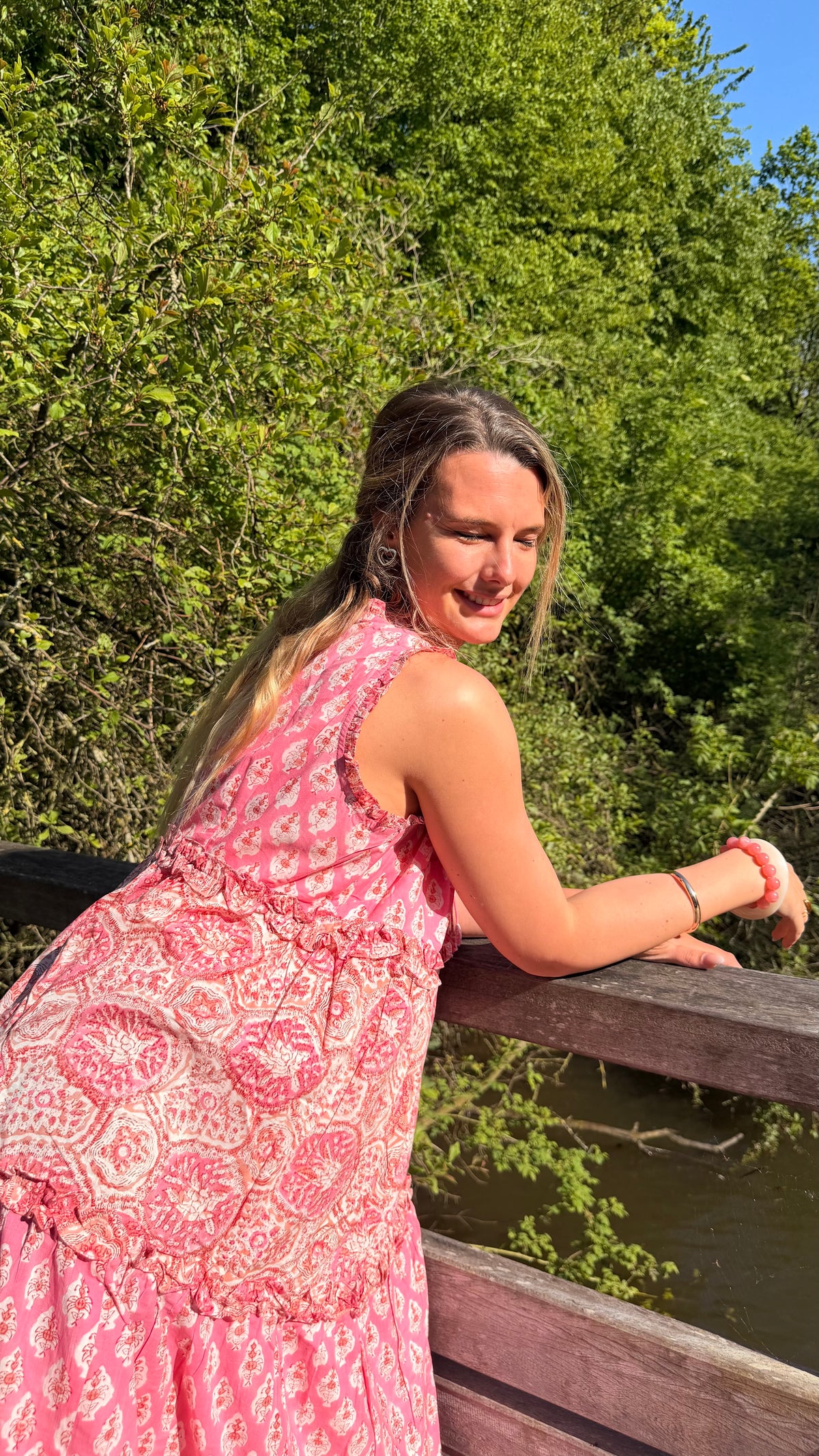 Rose Garden Handblock Printed Long Dress