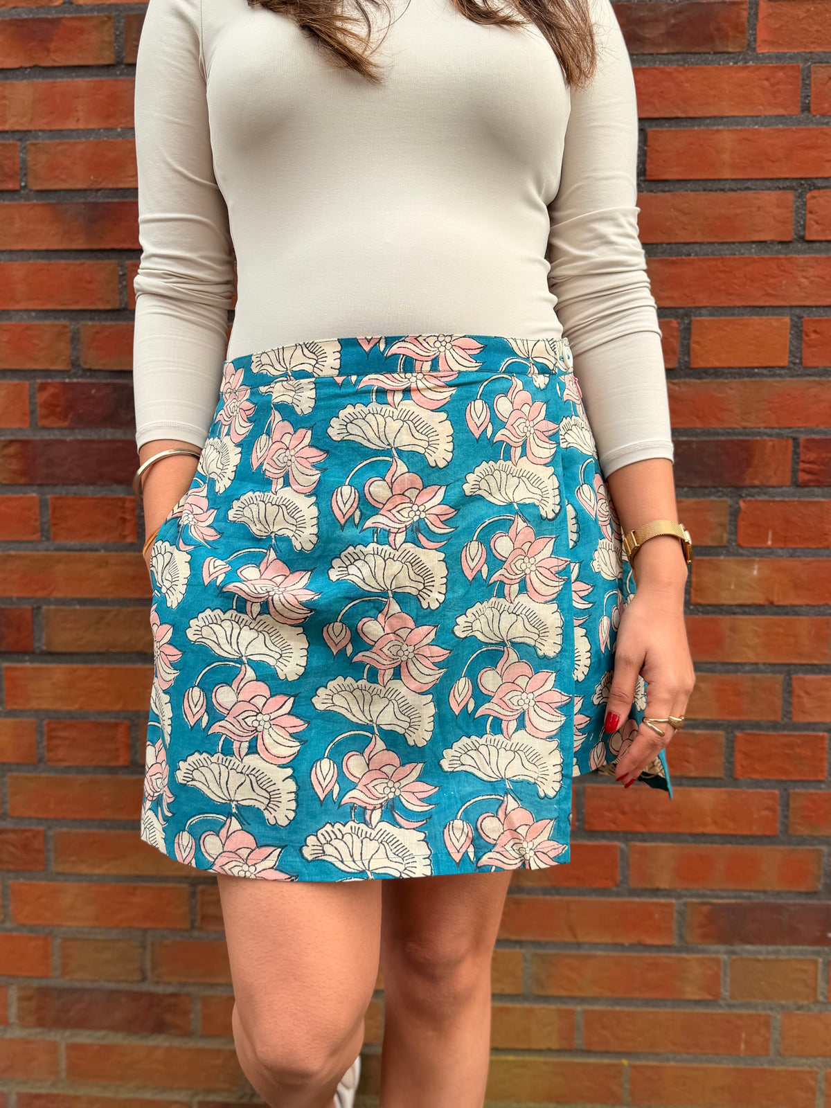 Indigo HandBlock Printed Skort