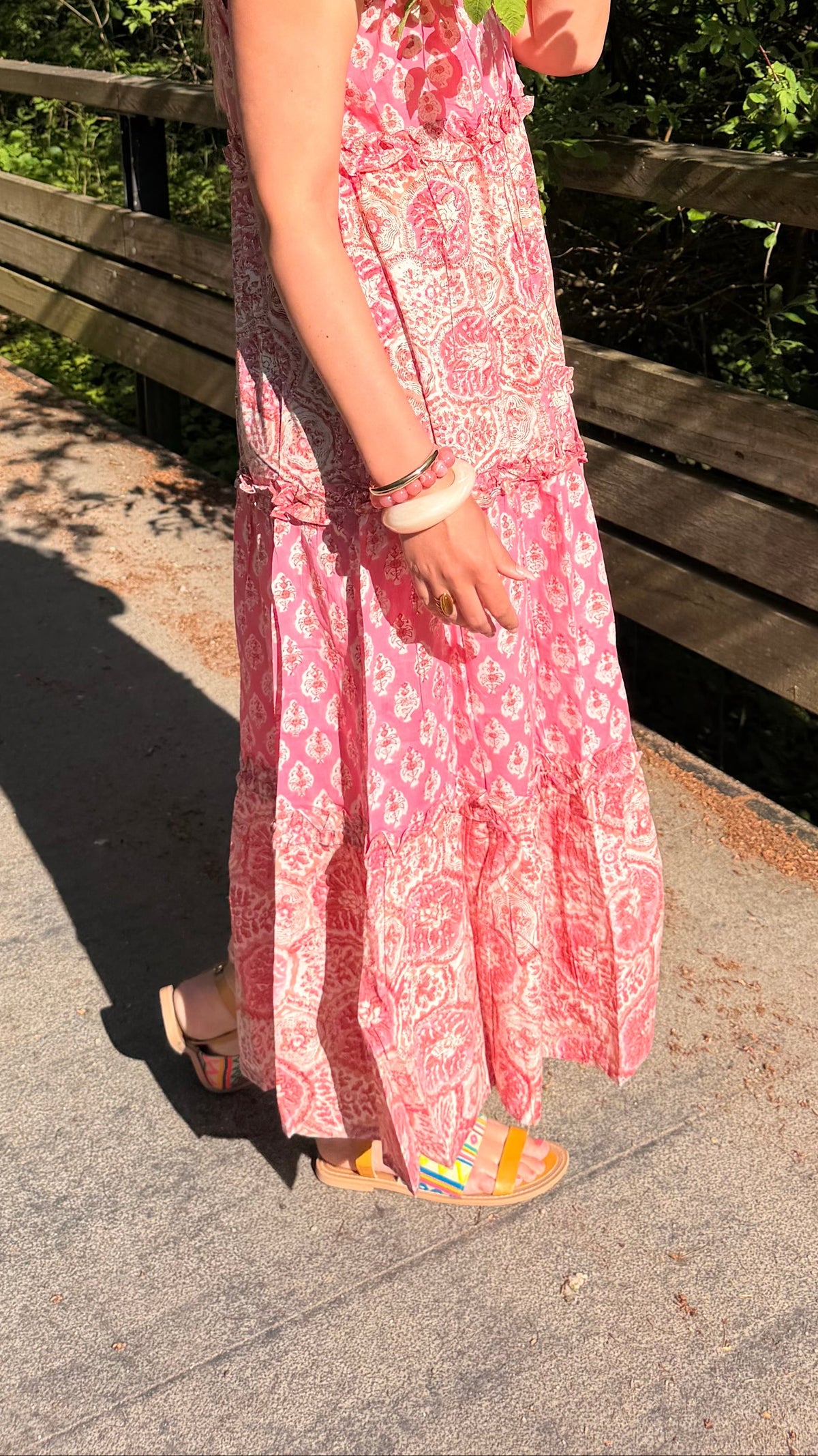 Rose Garden Handblock Printed Long Dress