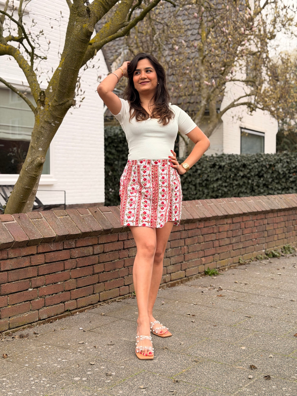 Cherry HandBlock Printed Skort