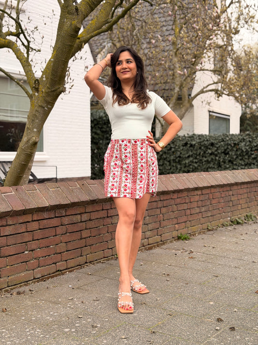 Cherry HandBlock Printed Skort