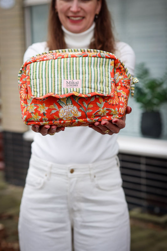 Gulmohar - Quilted Waterproof Toiletry Bag