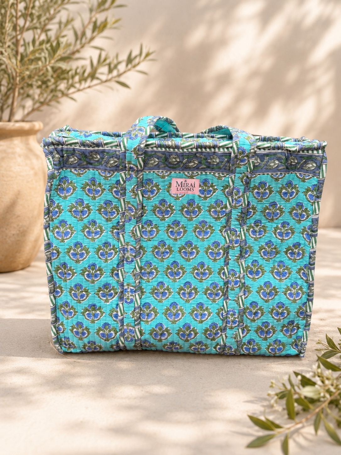 Indigo Garden Large Quilted Tote bag