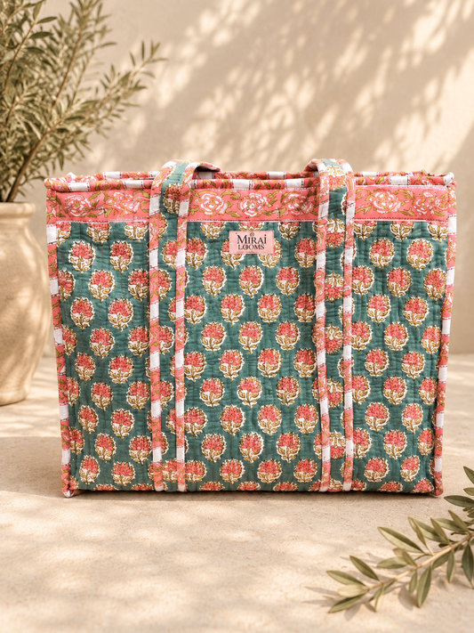 Blush Botanica Large Quilted Tote bag