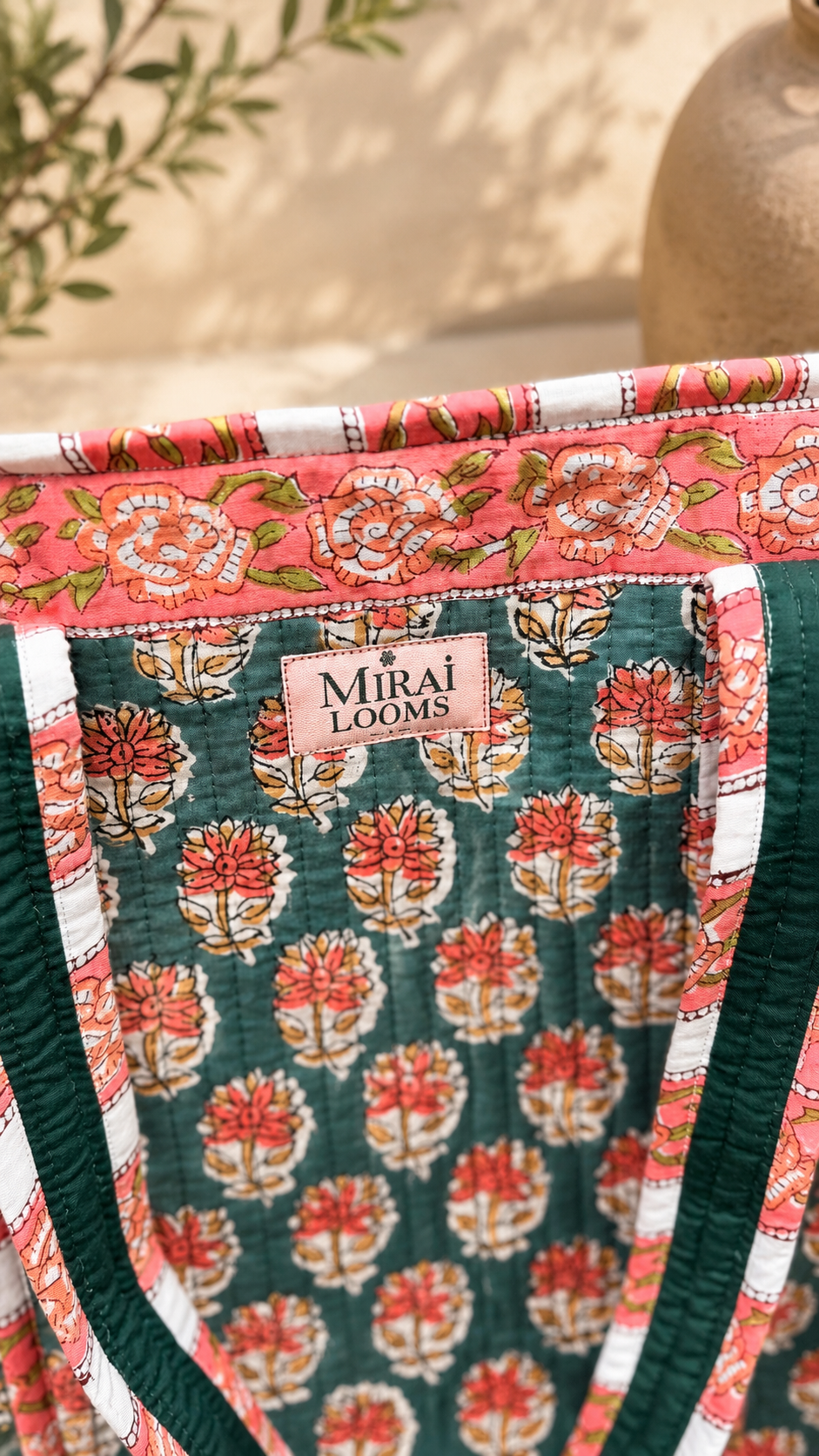 Blush Botanica Large Quilted Tote bag